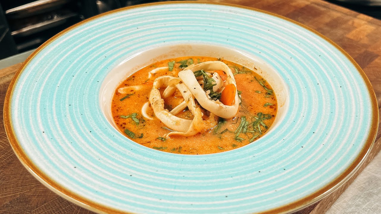 Самый вкусный рецепт супа с мидиями и кальмарами! Один из самых вкусных супов!