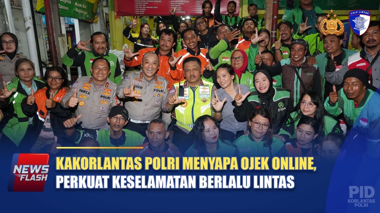 KAKORLANTAS POLRI MENYAPA OJEK ONLINE, PERKUAT KESELAMATAN BERLALU LINTAS | NTMC POLRI
