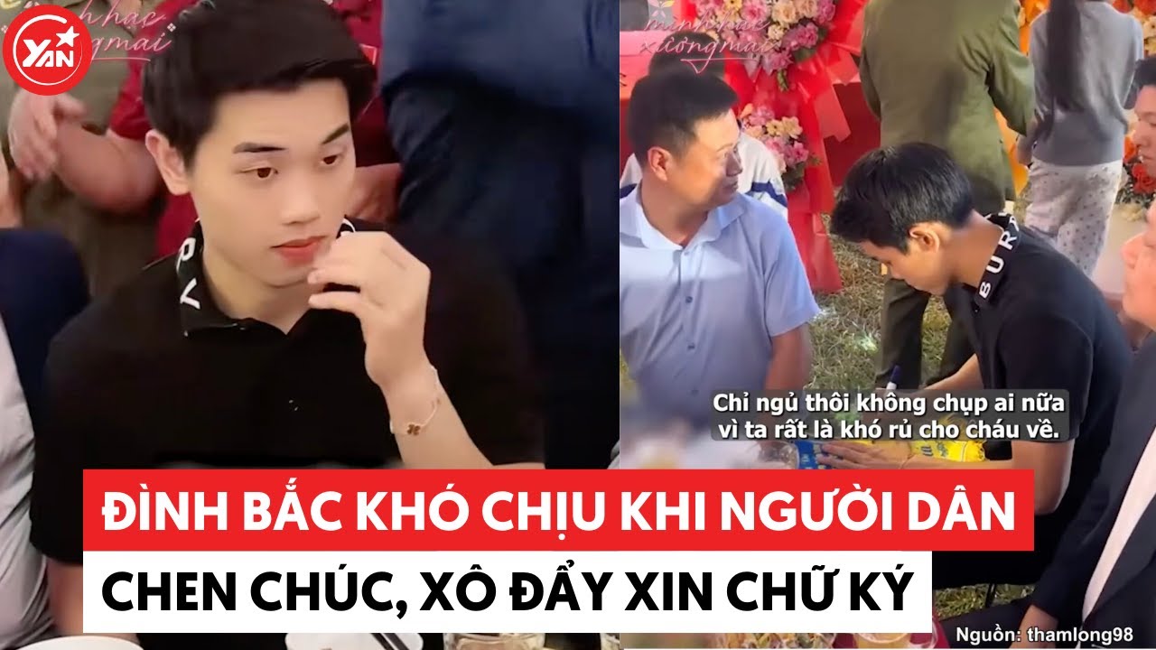 Đình Bắc khó chịu khi người dân chen chúc, xô đẩy xin chữ ký 