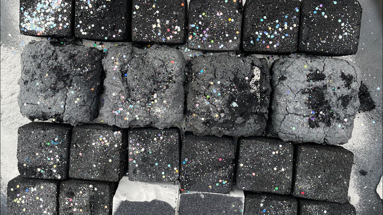 BLACK GYM CHALK CRUSH | FRESH BLOCKS | Collab w/ ​⁠@ChalkFabricDollAsmr | ASMR | ODDLYSATISFYING 🖤