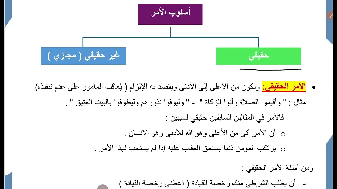 أسلوب الأمر للصف الحادي عشر
