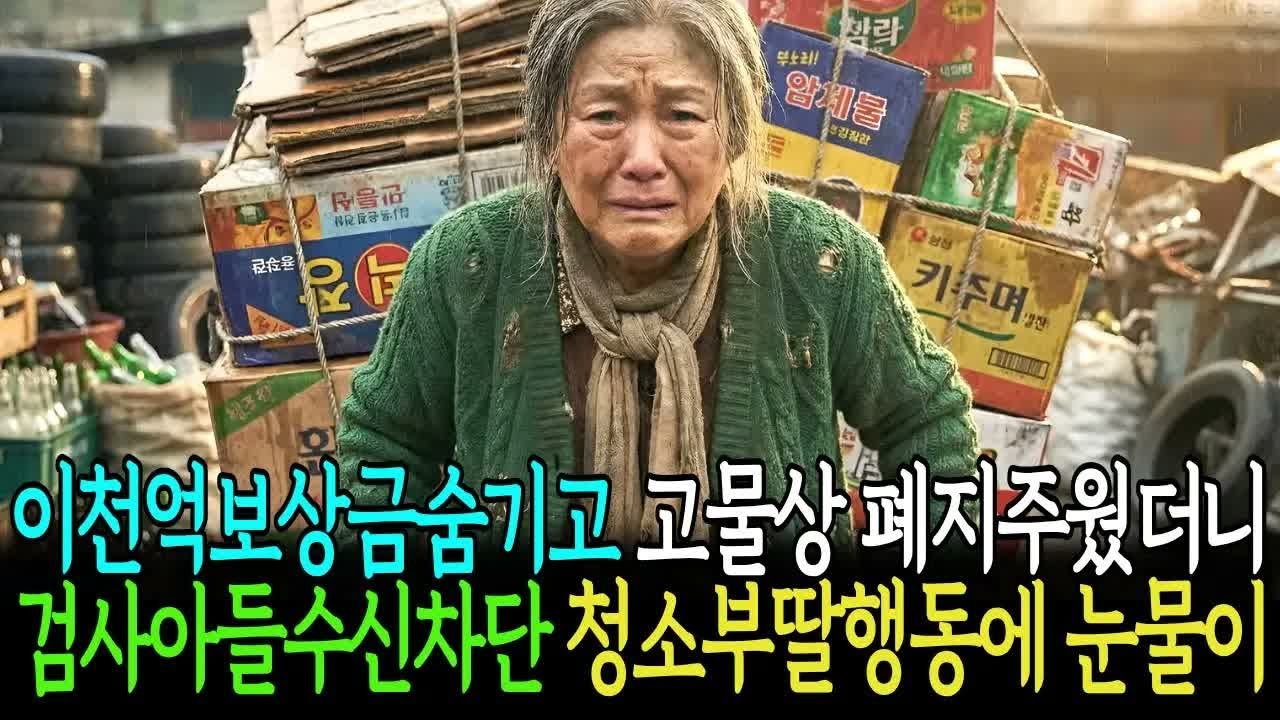 이천억보상금숨기고 고물상에서 폐지줍자 검사아들수신차단 청소부딸행동에 눈물이