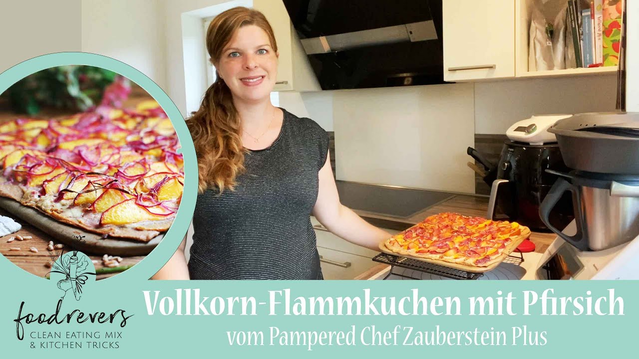 Vollkorn Flammkuchen mit Pfirsich und Ziegenkäse - Pampered Chef Zauberstein Plus