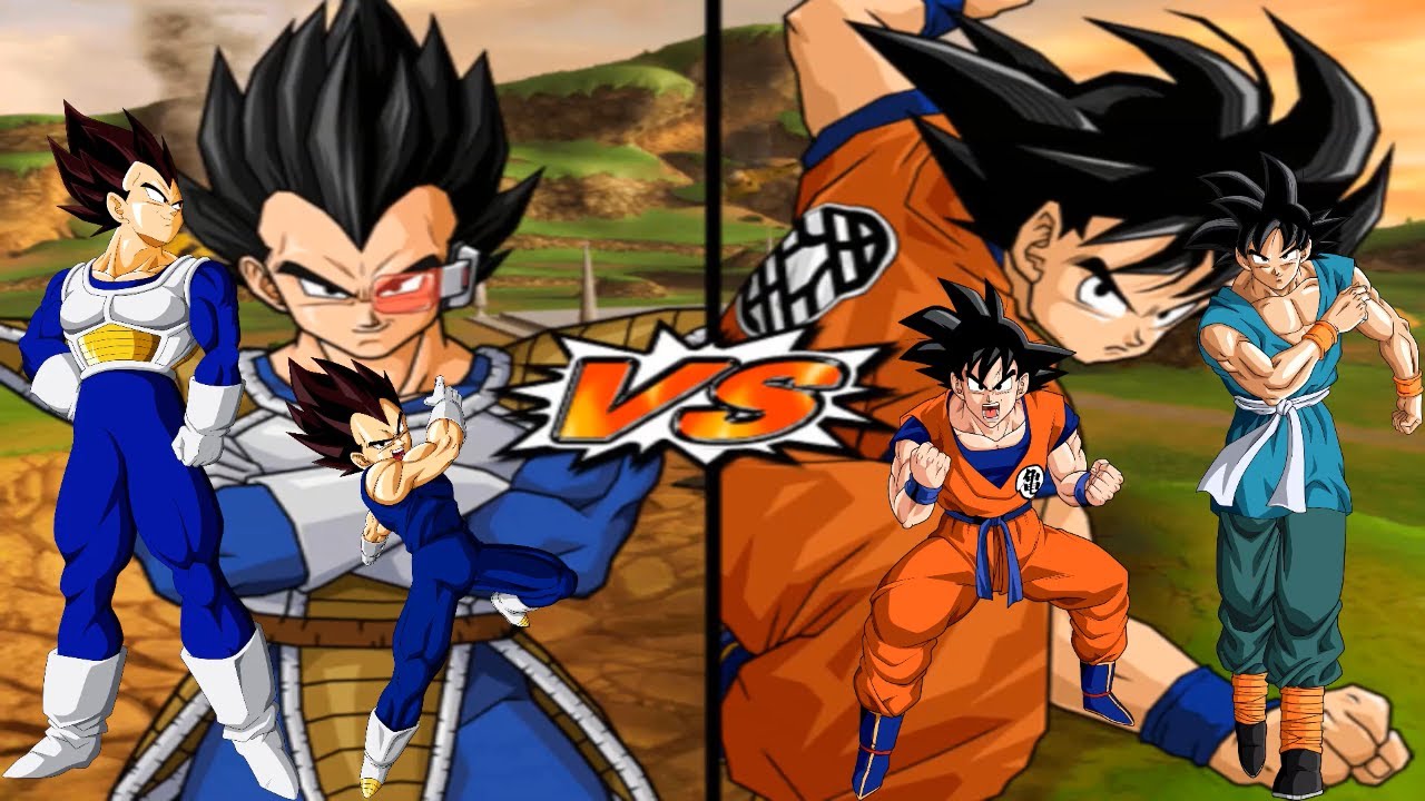 DBZ Budokai Tenkaichi 3 -Vegeta (Scouter, Mid, End) VS Goku (Early, Mid, End)