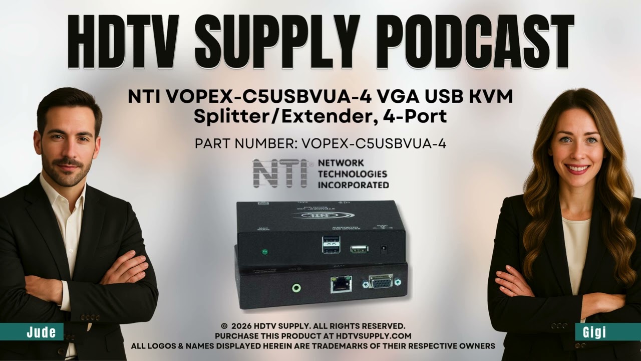 NTI VOPEX-C5USBVUA-4 VGA USB KVM Splitter/Extender, 4-Port