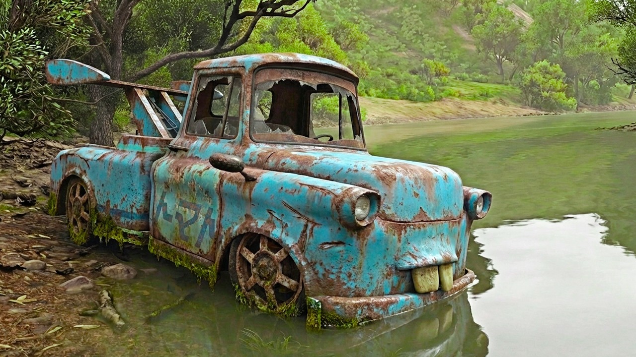 Starting & Test Driving Abandoned Tokyo Mater | Pixar Cars