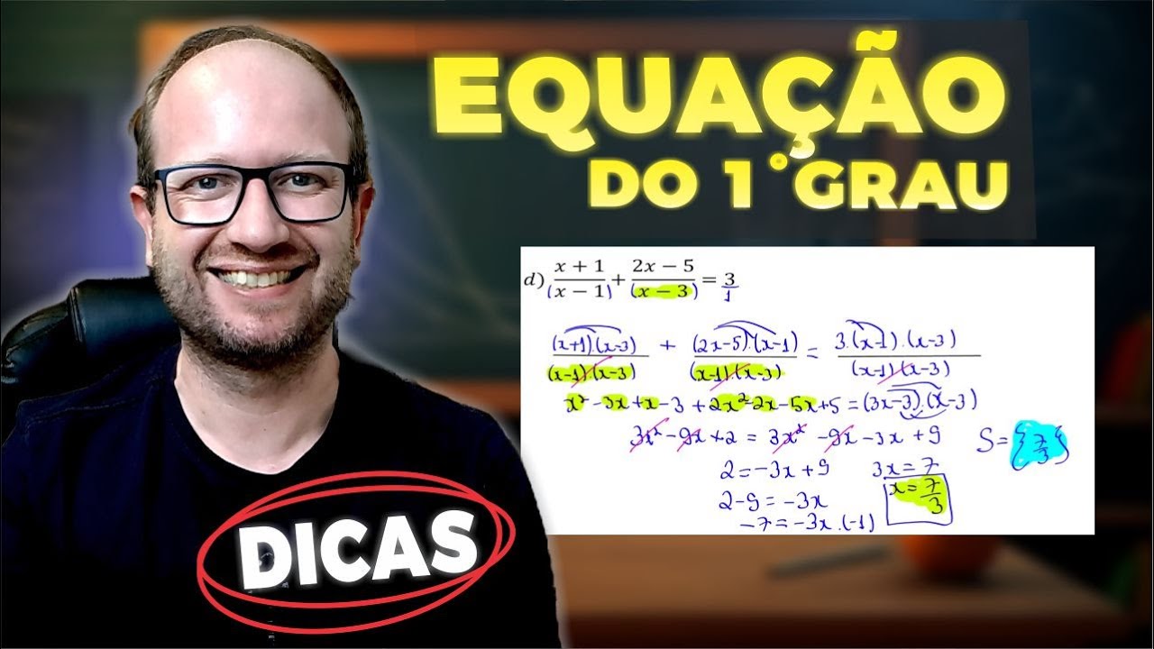COMO CALCULAR EQUAÇÃO DO 1° GRAU| RESOLUÇÃO COM QUESTÃO, aula de Matemática | ENEM /CONCURSOS