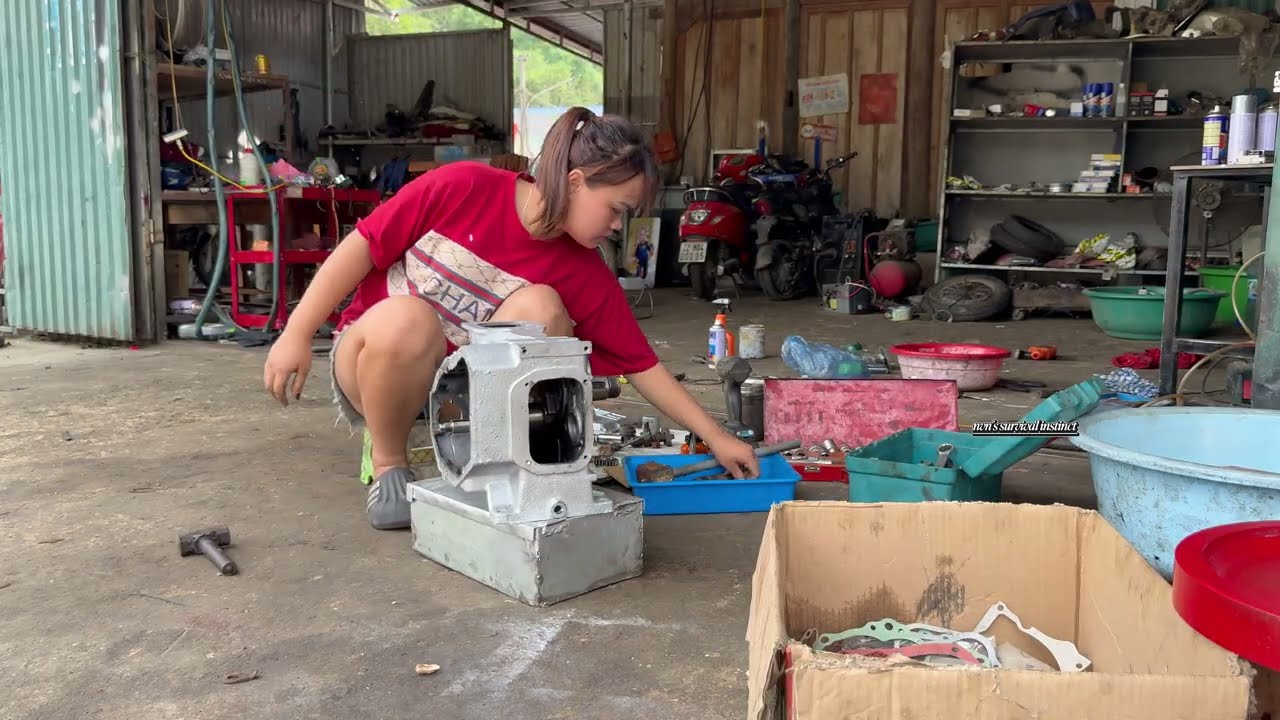 18-year-old genius girl repairs and restores diesel engine swept away by flood part 2 completed