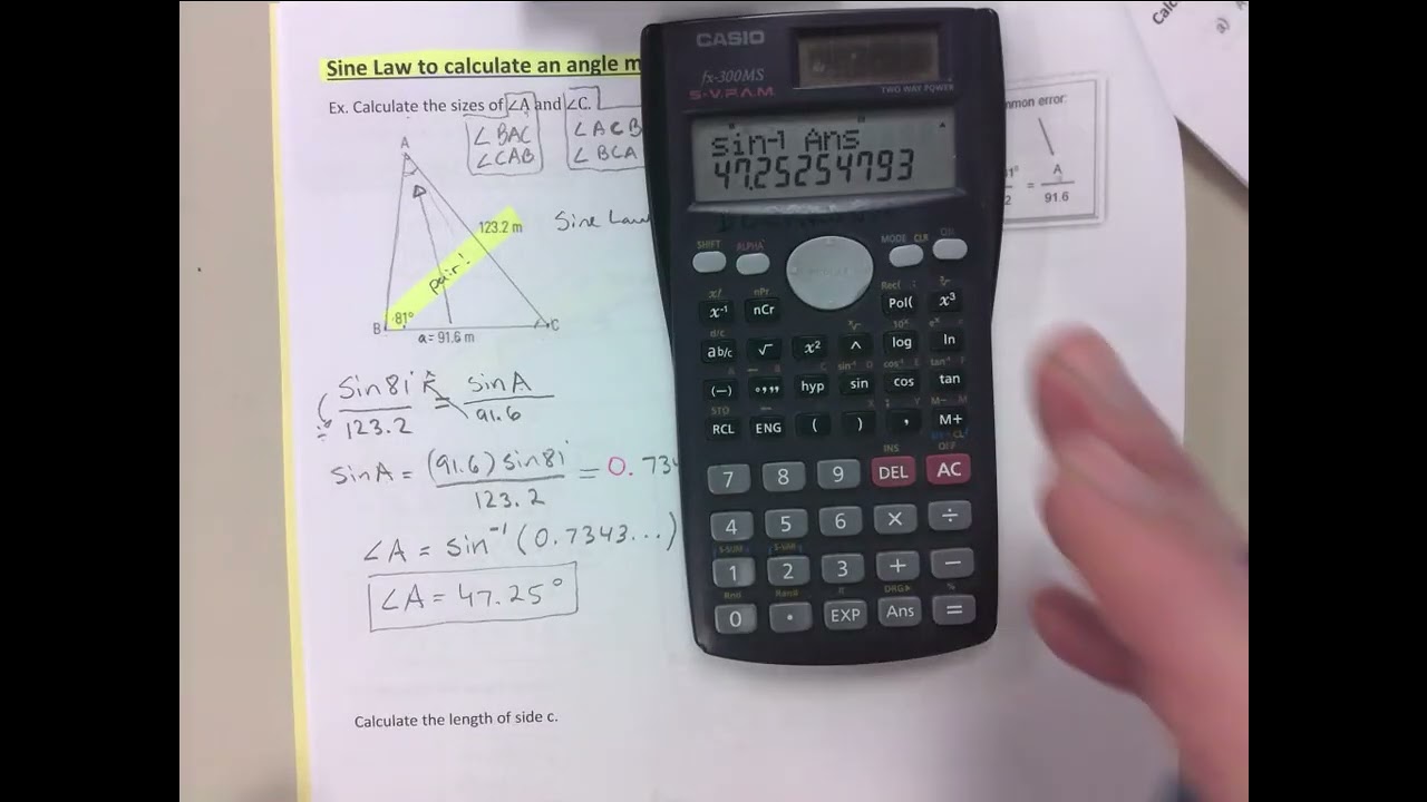 SINE LAW TO SOLVE FOR ANGLES