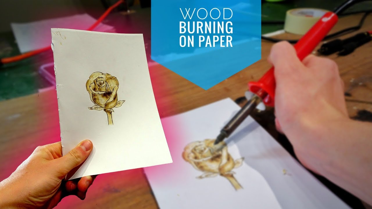 Burning a Rose On Paper - Pyrography