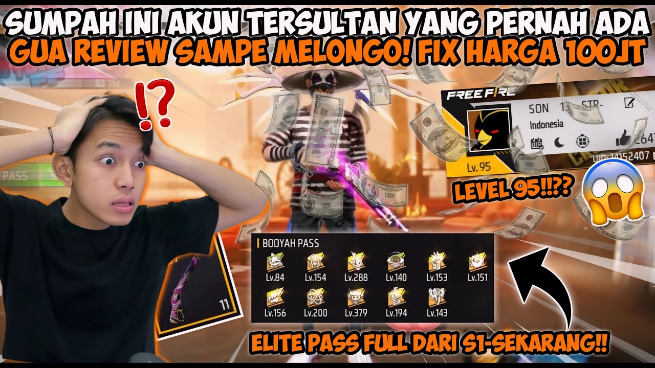 AKUN FF TERSULTAN YANG DITAWAR 100JUTA! GW MELONGO LEVELNYA SAMPE 95 VAULT LENGKAP SEMUA😱