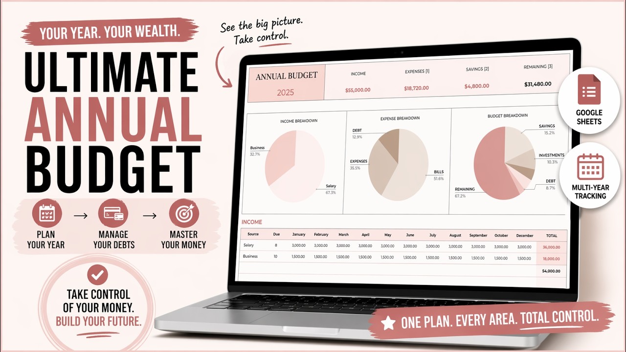 Ultimate Annual Budget Planner Tutorial in Google Sheets | Step-by-Step Guide