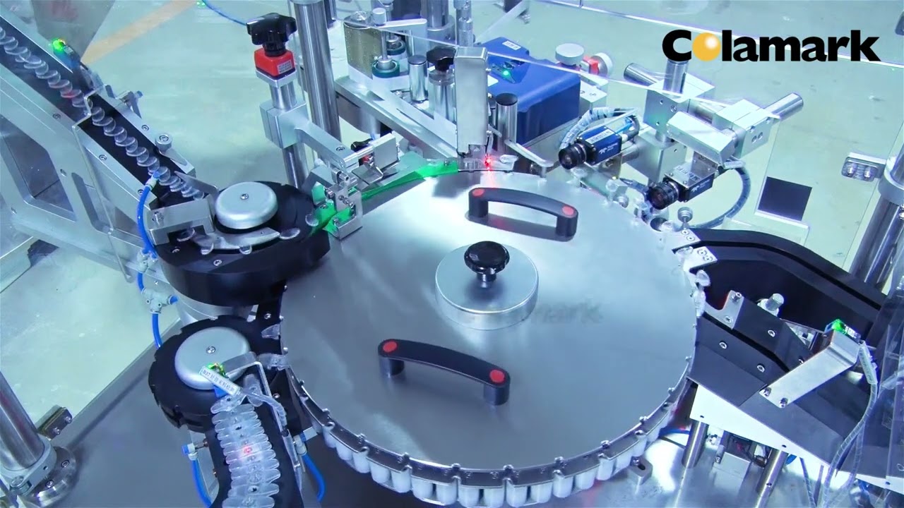 Colamark FPS Denester, Syringe Inspection, plunger rod, Back Stop Finger Grip Assemble and labeling