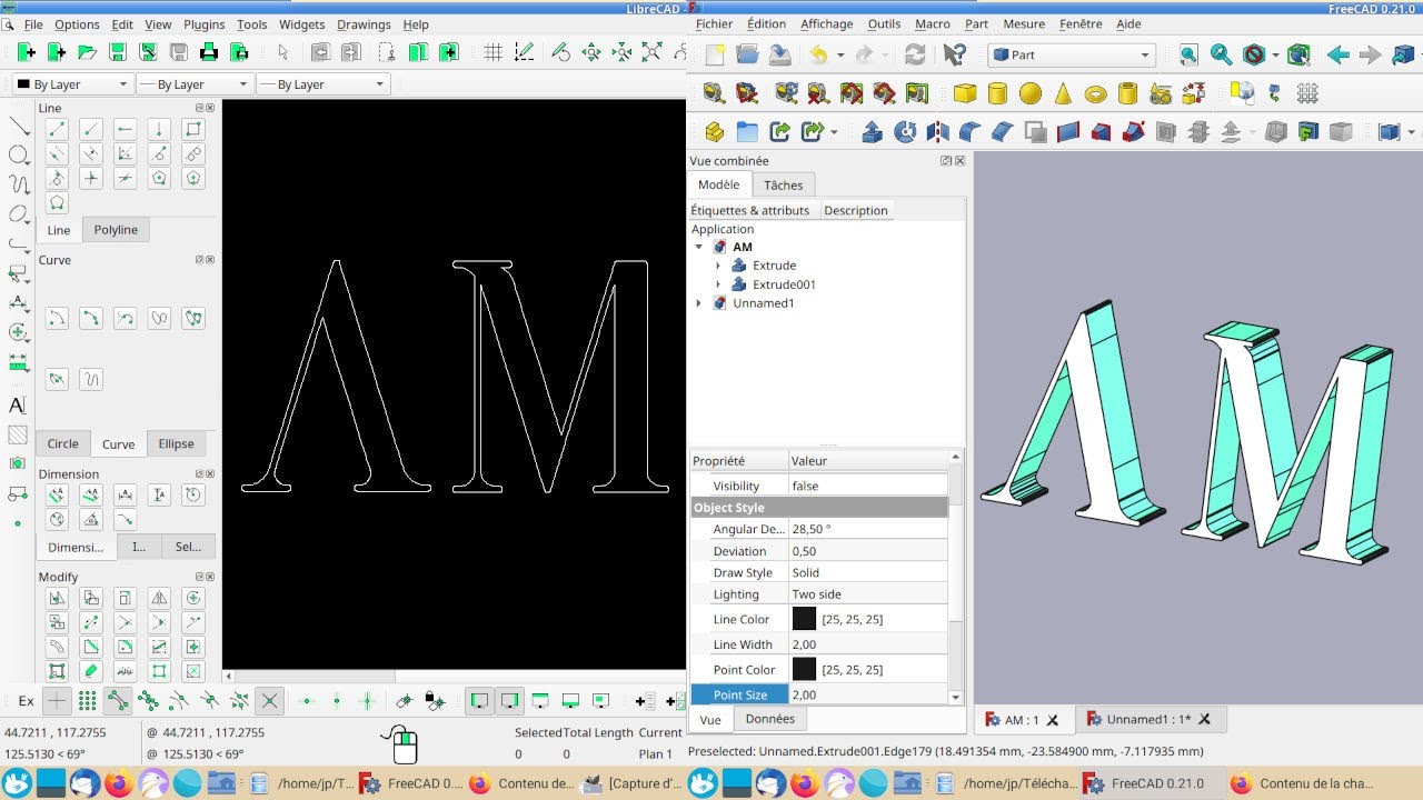 FreeCAD 0.21-0.20 et LibreCAD 2.2.0 : Exporter un fichier DXF vers SVG et l&rsquo;importer dans FreeCAD.