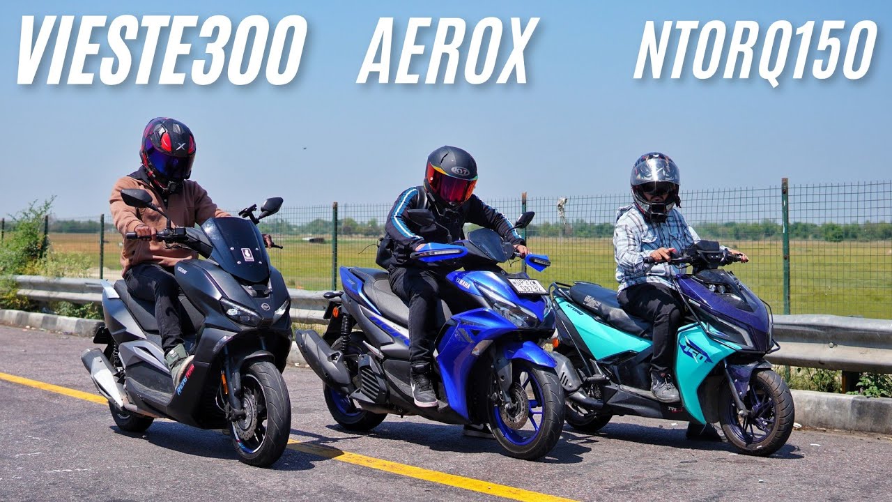 Vieste 300 VS Aerox 155 VS NTorq 150 | Biggest Performance Maxi Scooter Showdown!!