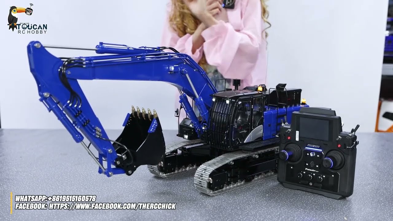 CUSTOMIZED BLUE and UPGRADED LESU ZX490 HYDRAULIC EXCAVTAOR 1/14 scale | @The RC Chick