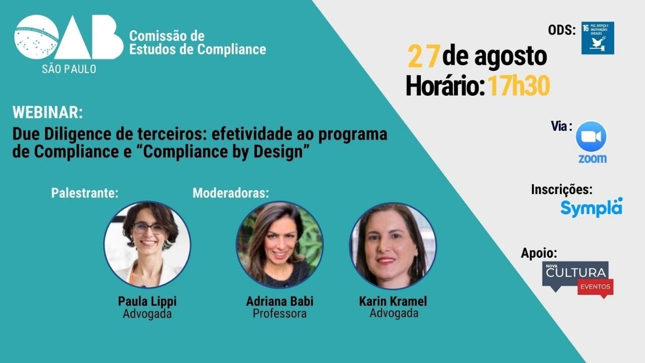 Webinar: Due Diligence de terceiros: efetividade ao Programa de Compliance e “Compliance by Design