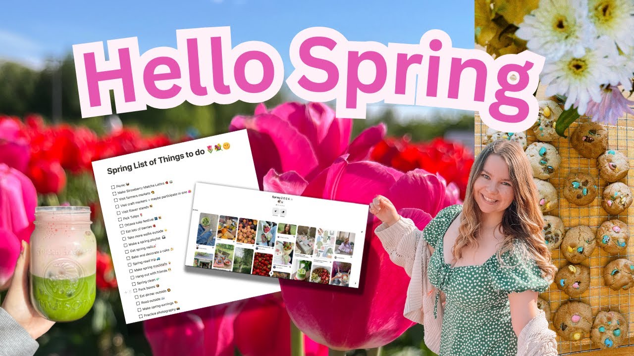 Welcome Spring 🌷 | How to celebrate spring: Mood board, bucket list, Strawberry matcha, and more!