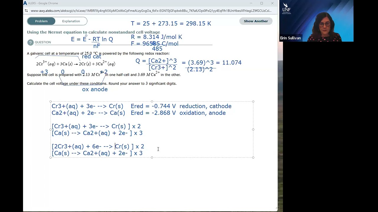 Using the Nernst Equation to Calculate Nonstandard Cell Voltage