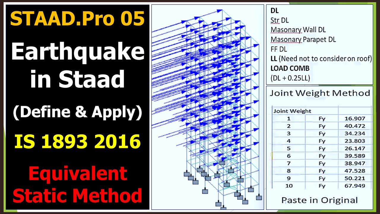 Staadpro 05//seismic load in staad (define & apply)