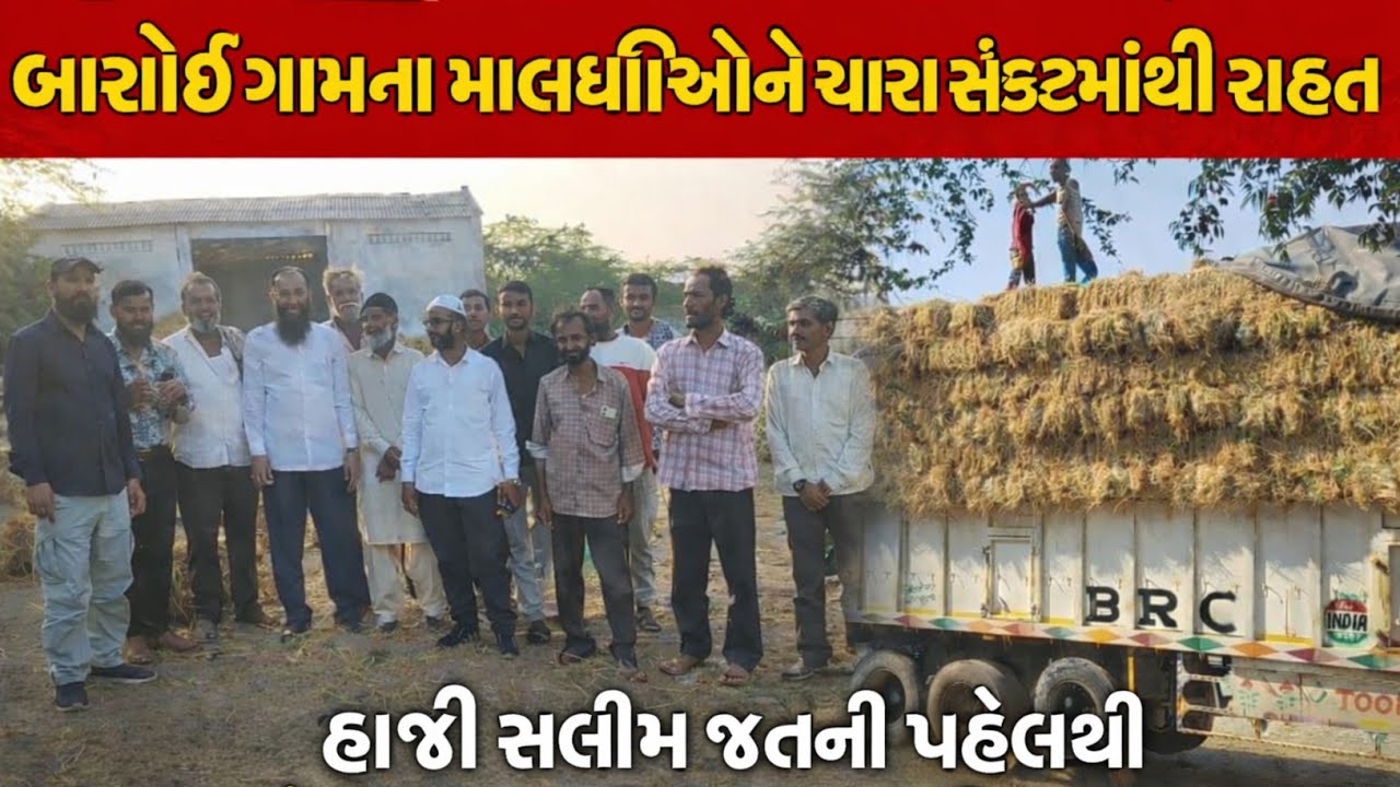 બારોઈ ગામના માલધારીઓને ચારા સંકટમાંથી રાહત, હાજી સલીમ જતની પહેલથી બે દિવસમાં  ચારા ગાડી પહોંચી