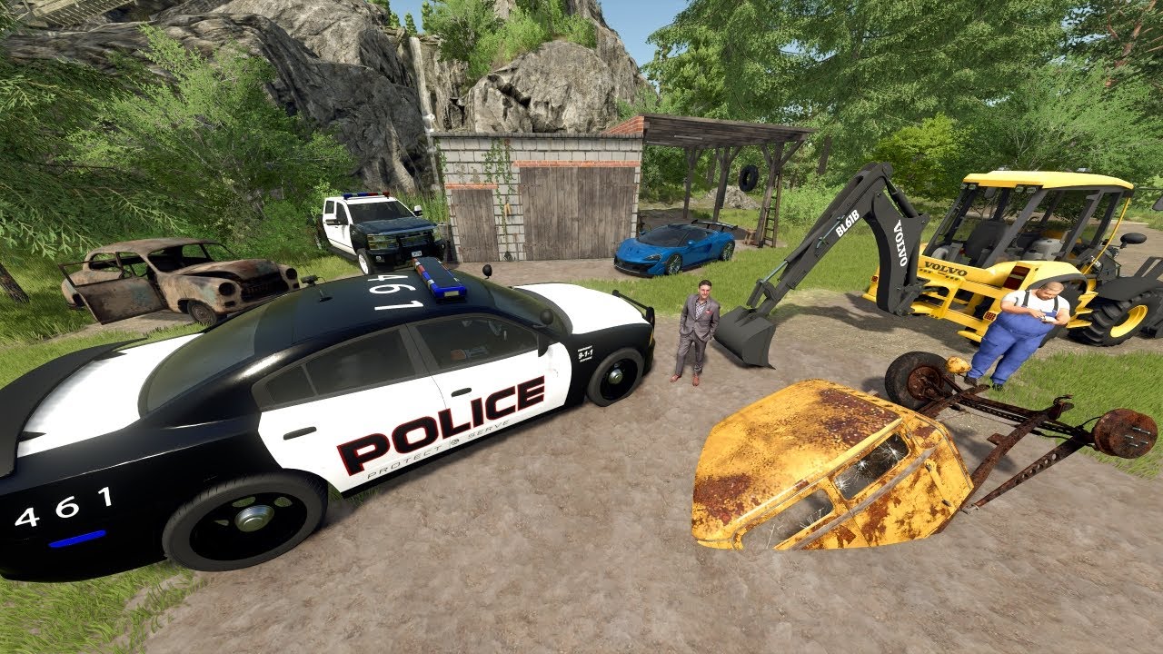 Police Dig Up Stolen Cars Looking for Bad Guy | Farming Simulator 25