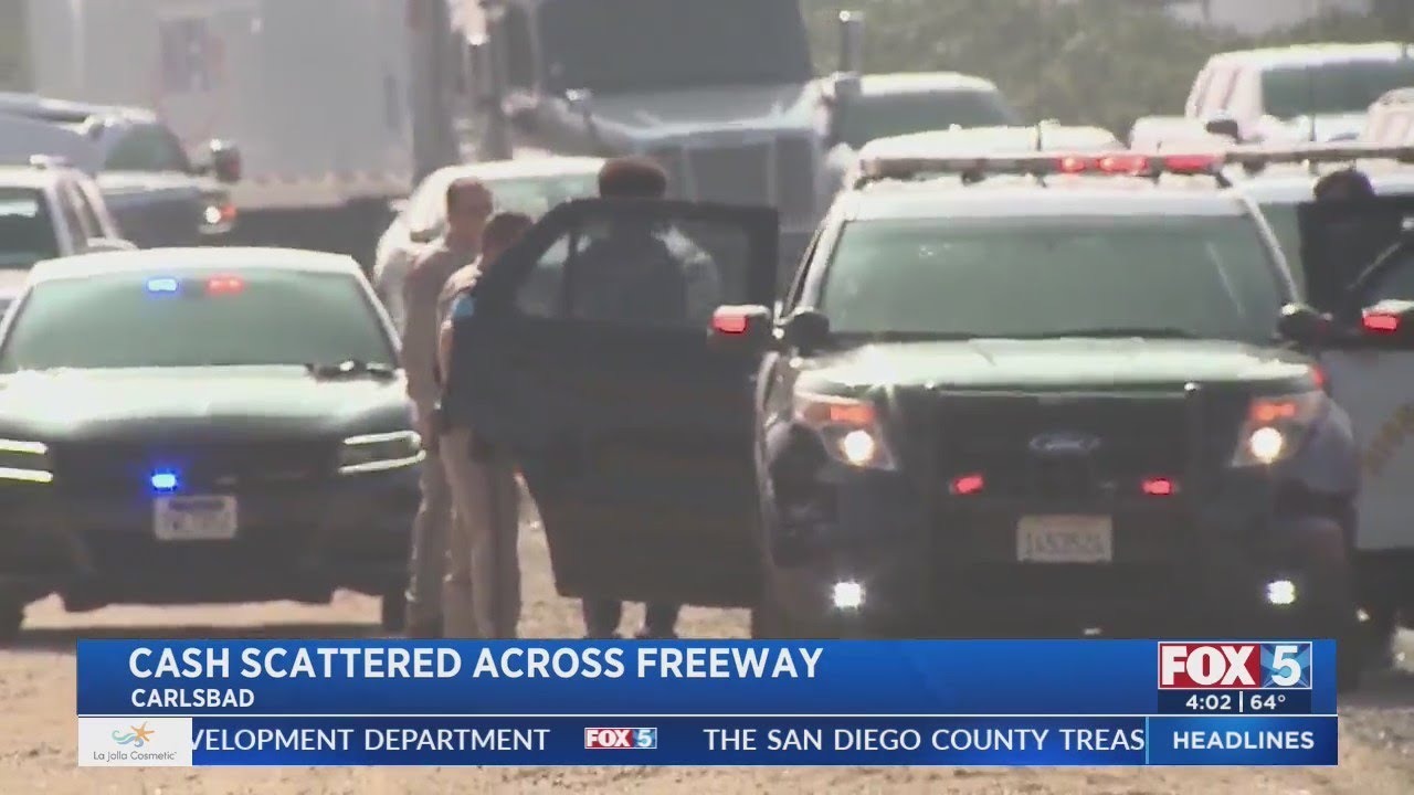 Cash Scattered Across Freeway In Carlsbad