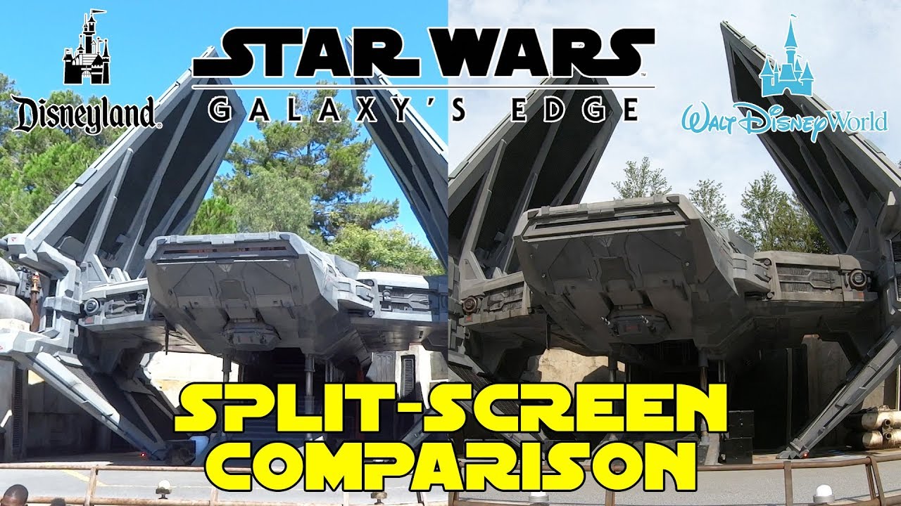 Star Wars: Galaxy's Edge split-screen comparison Disneyland / Walt Disney World