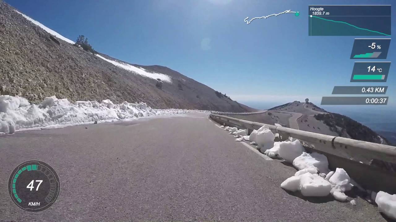 Mont Ventoux - Malaucène full descent with gauges (max. 87km/h) - GoPro 1080p60