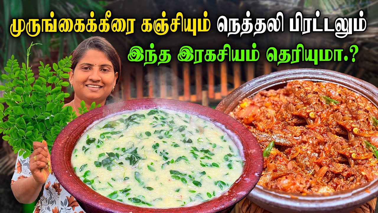 யாழ்ப்பாண முருங்கைக்கீரை கஞ்சியும் நெத்தலி பிரட்டலும்  l Murungai keerai kanji Recipe in Tamil