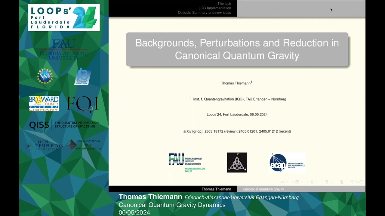 Thomas Thiemann: Canonical Quantum Gravity Dynamics - Loops'24
