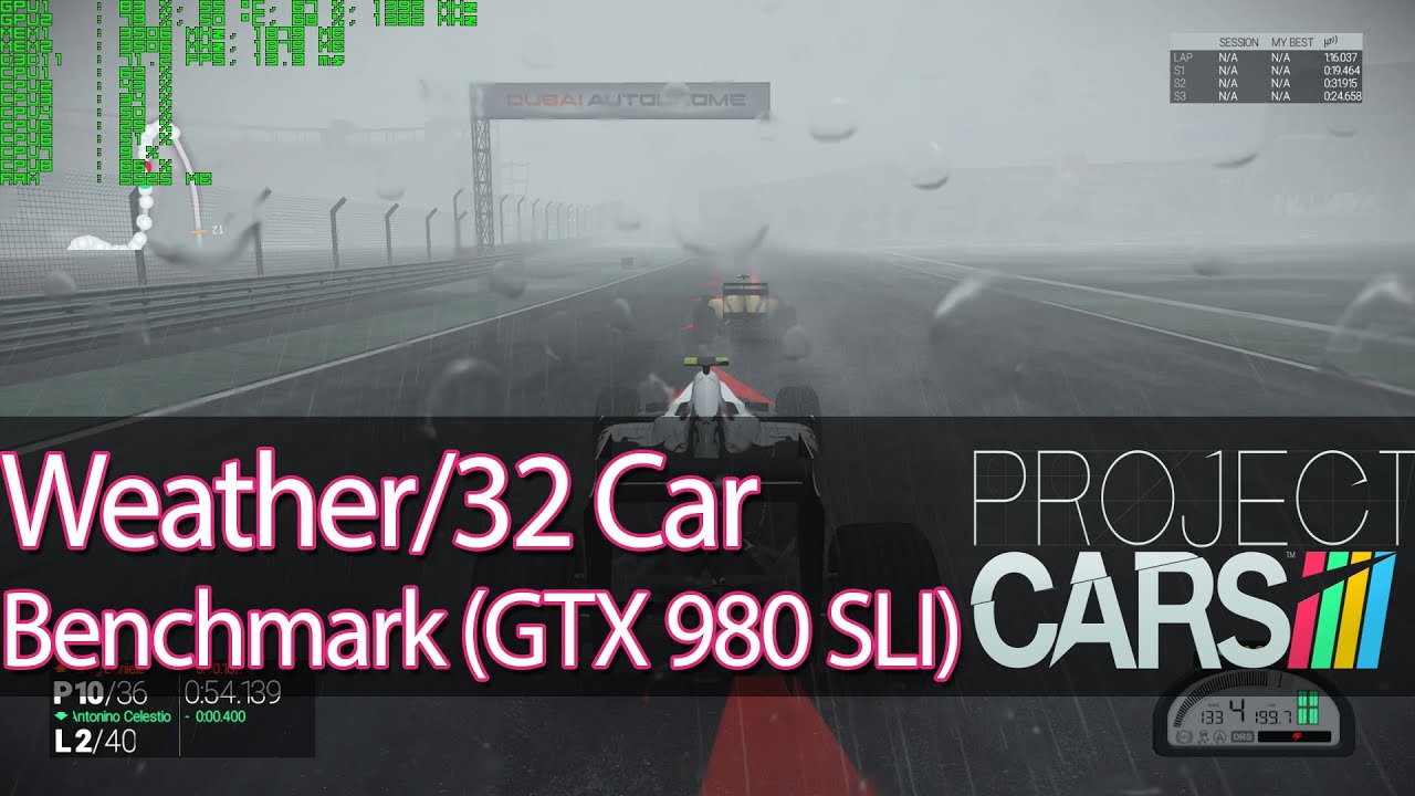 Project Cars - Weather + 32 Cars (GTX 980 SLI Benchmark)(PC)
