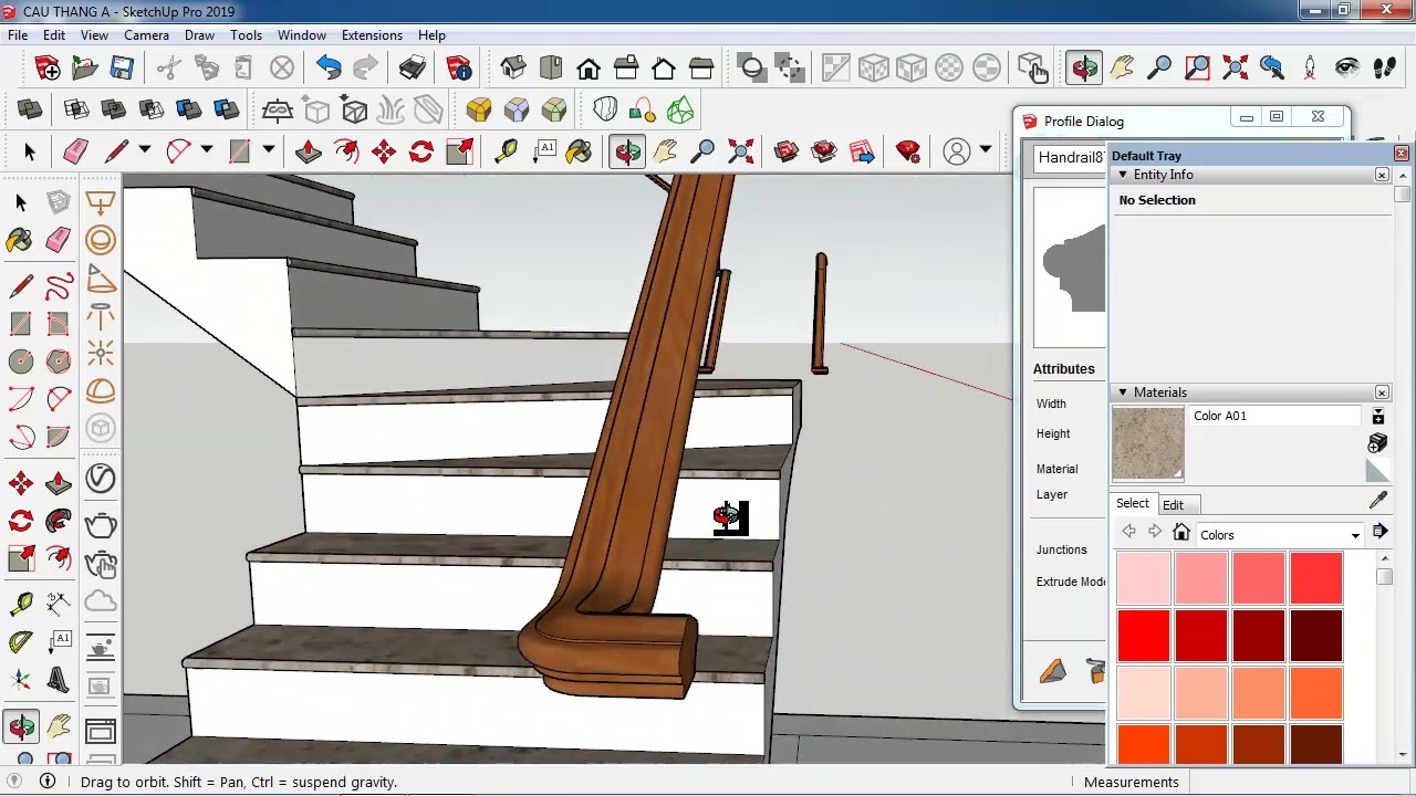 PHẦN II: Vẽ tay vịn cầu thang bộ SketchUp 2Ol9