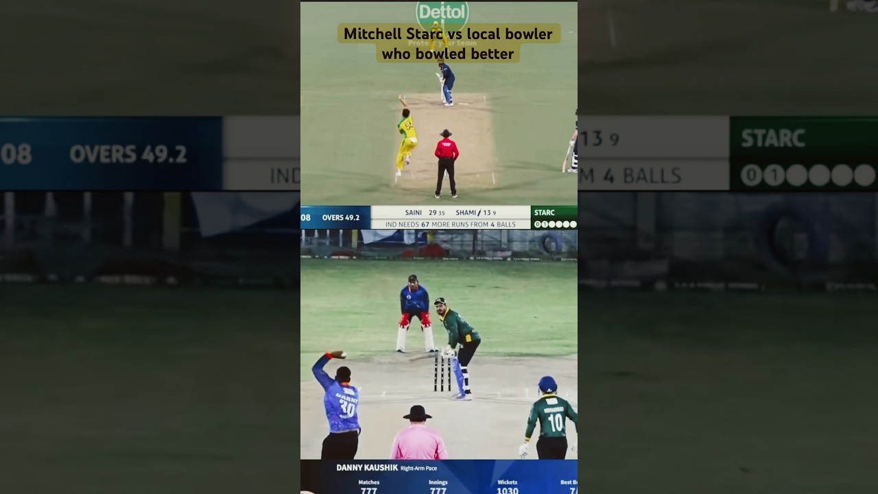 Mitchell starc vs local bowler who bowled better ? #cricket #crickethighlights #wisdencricketer #ipl