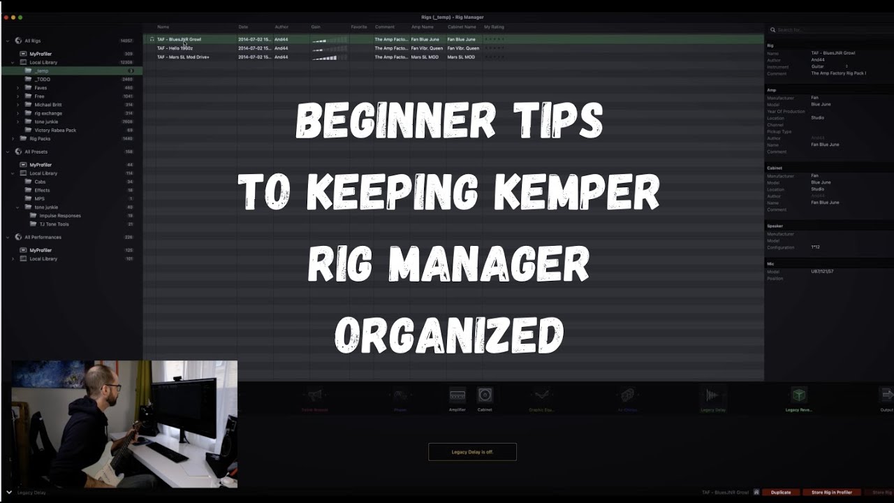 Базовый уровень: загрузка и организация профилей Kemper в менеджере буровых установок