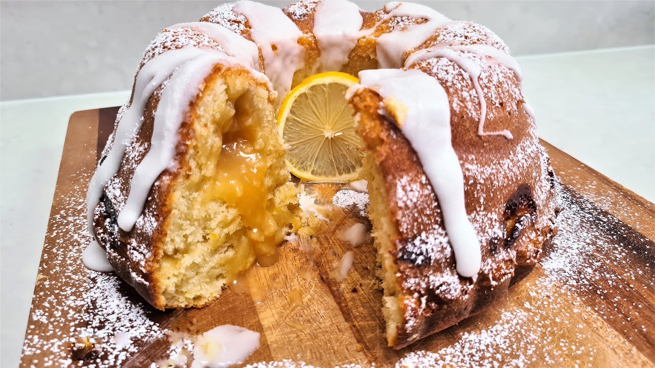 Moist Lemon Bundt Cake with Lemon Curd Filling