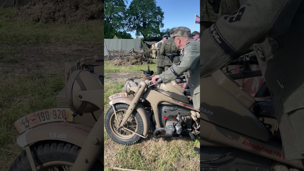 A Z&uuml;ndapp KS 750 military motorcycle and sidecar at the Overlord Show in Hampshire.