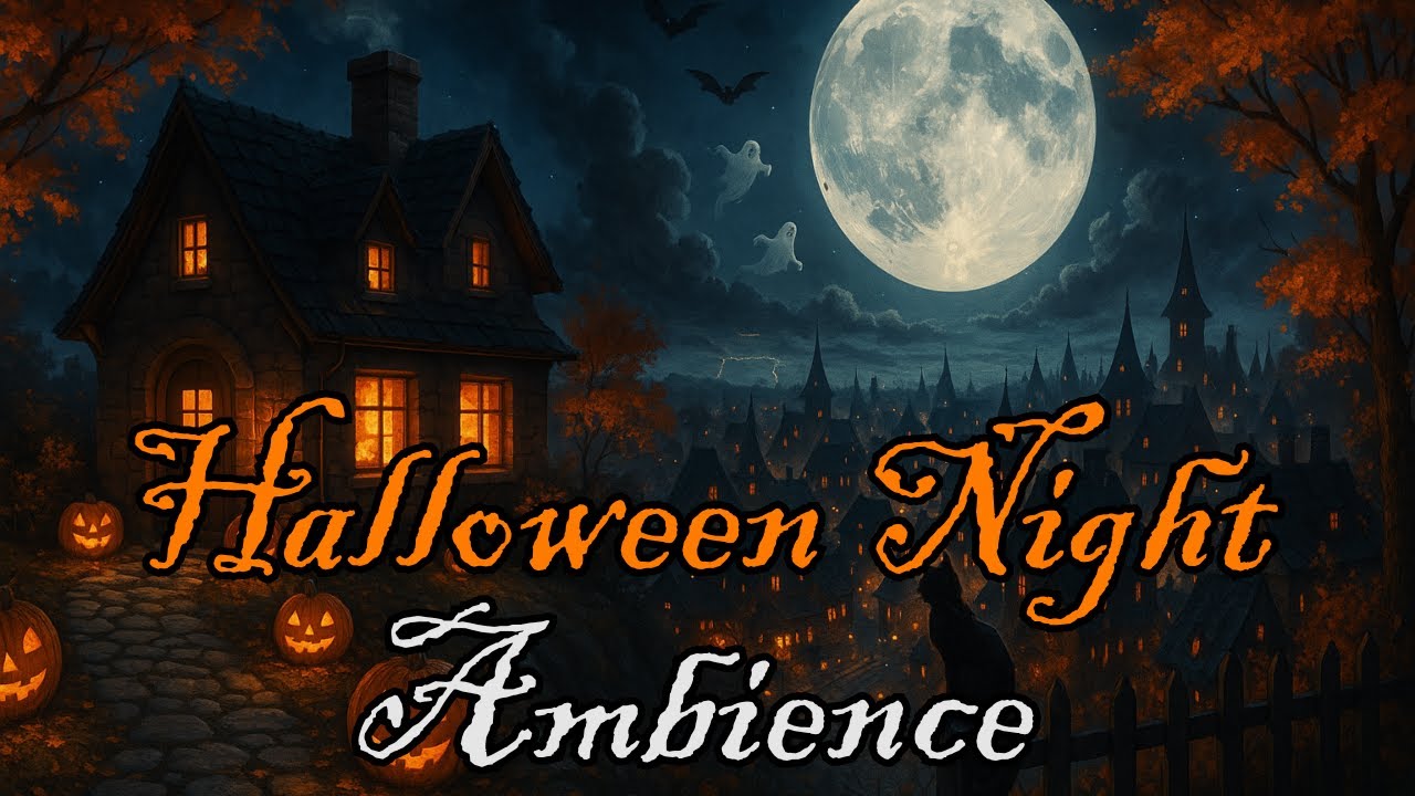 Cozy Haunted Halloween Night Ambience 🎃 | Relax, Study & Unwind