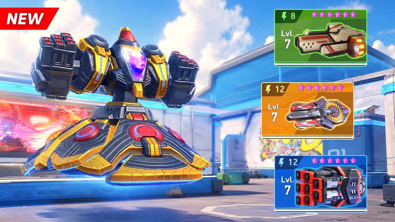 New RIGHTEOUS IRON - Blizzfrost with Rocket Mortar 12, Disc Launcher 12, Shotgun 8 - Mech Arena