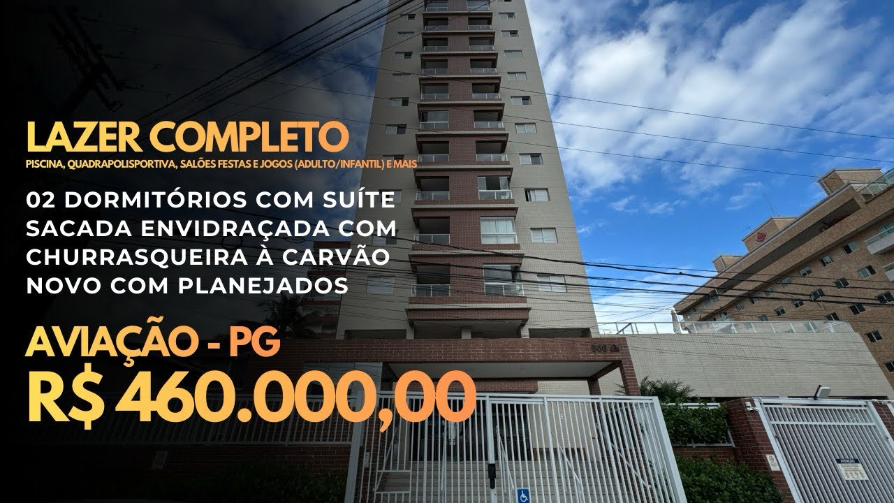 APARTAMENTO NOVO 02 DORMITÓRIOS / 01 SUÍTE / 01 VAGA À VENDA – AVIAÇÃO, PRAIA GRANDE