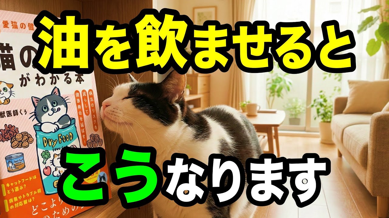 猫に油を飲ませるとこうなります【猫の食事がわかる本⑦ P33-34】