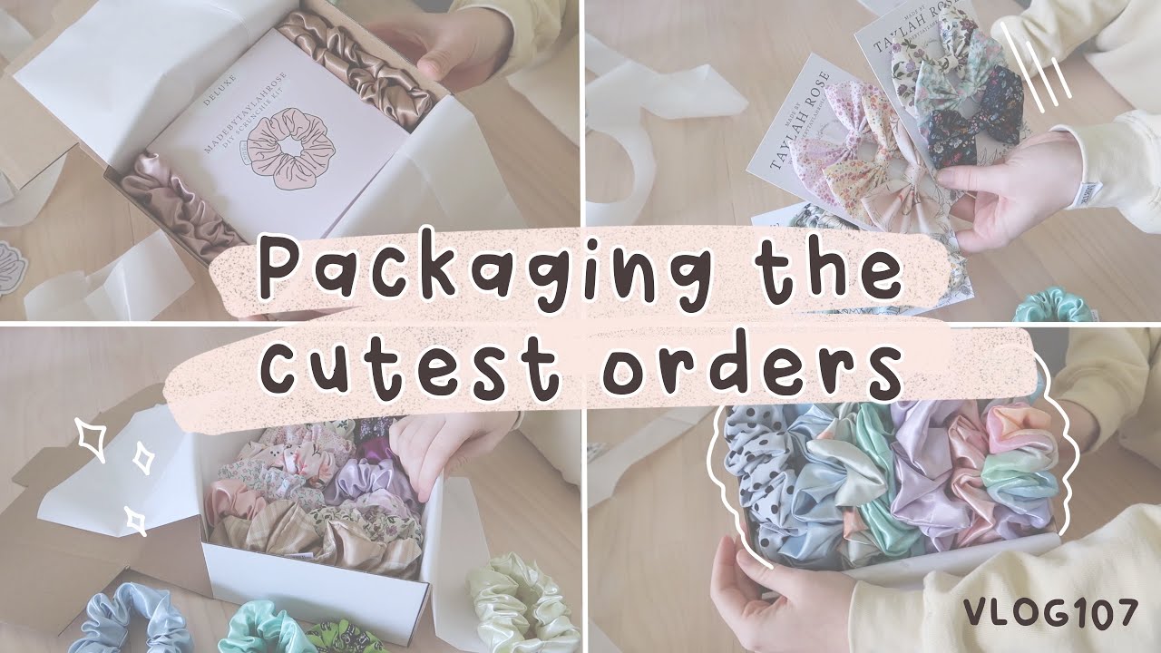 packaging the cutest orders for my september product launch, scrunchies, bows, diy packs VLOG107