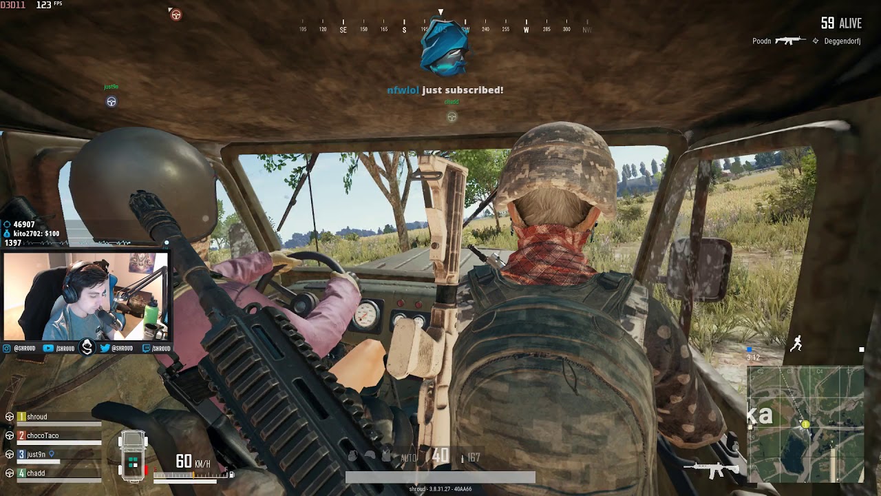 Shroud, Just9n, Chad & ChocoTaco squad (game 2) | PUBG | 29 May