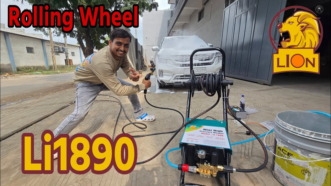 Lion Li1890 car washer machine with rolling wheel for hose pipe #nittorai #chandanautomobile 