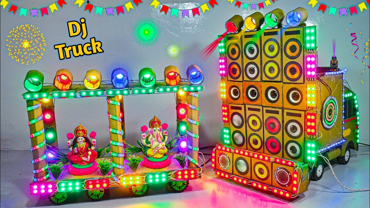 Diy Mini Wedding Dj Road Lights Gadi Wala Dj | Mini Dj Truck Decoration Light Gauri Ganesh Pooja Dj