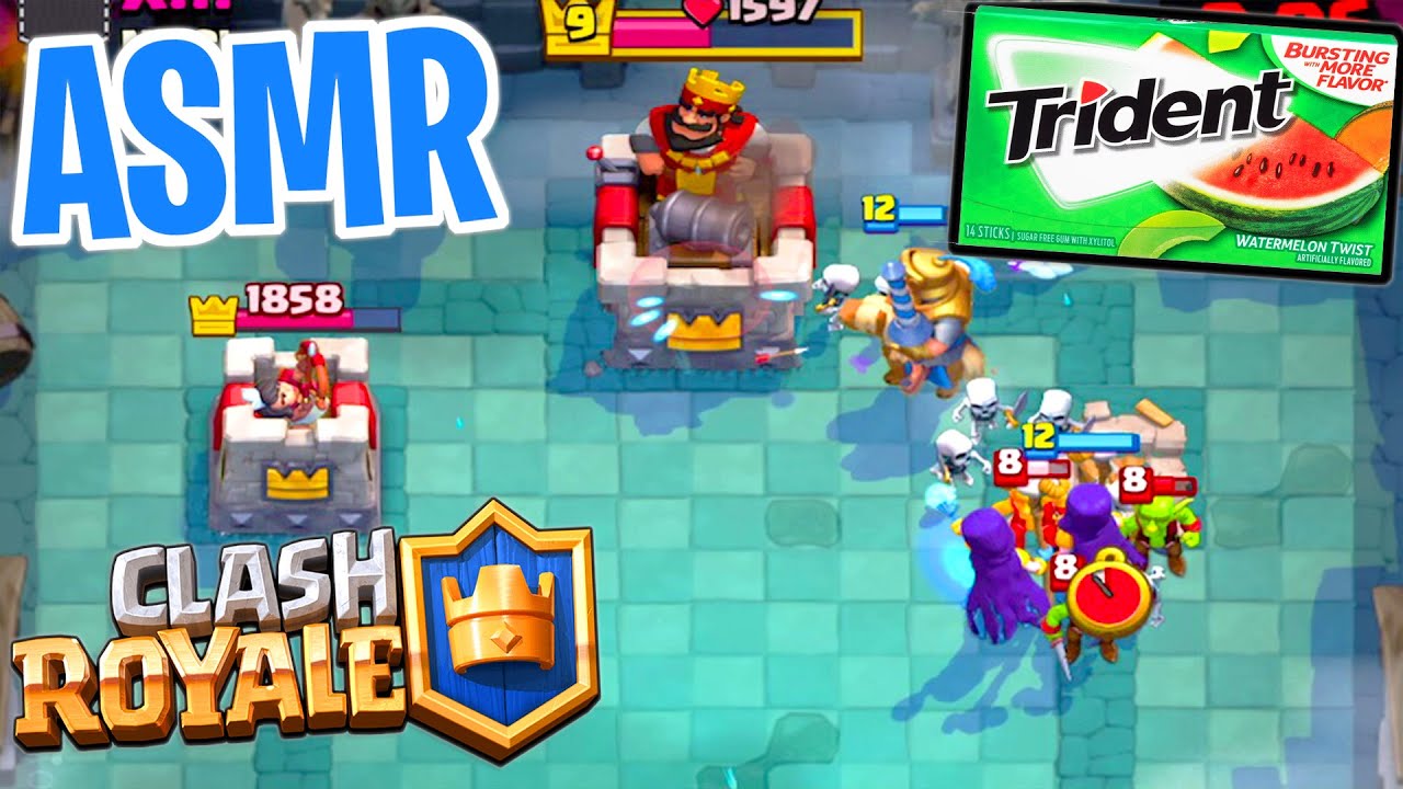 ASMR Gaming 📱 Clash Royale Relaxing Gum Chewing Fast Mouth Sounds on iPhone 🎮🎧 Whispering 💤