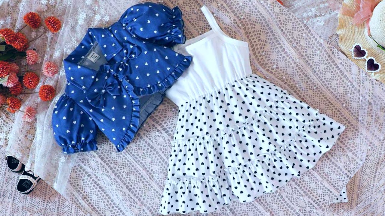 Beautiful Layered Baby Frock With Puff Sleeve Ruffled Jacket Cutting and Stitching | Easy Baby Dress