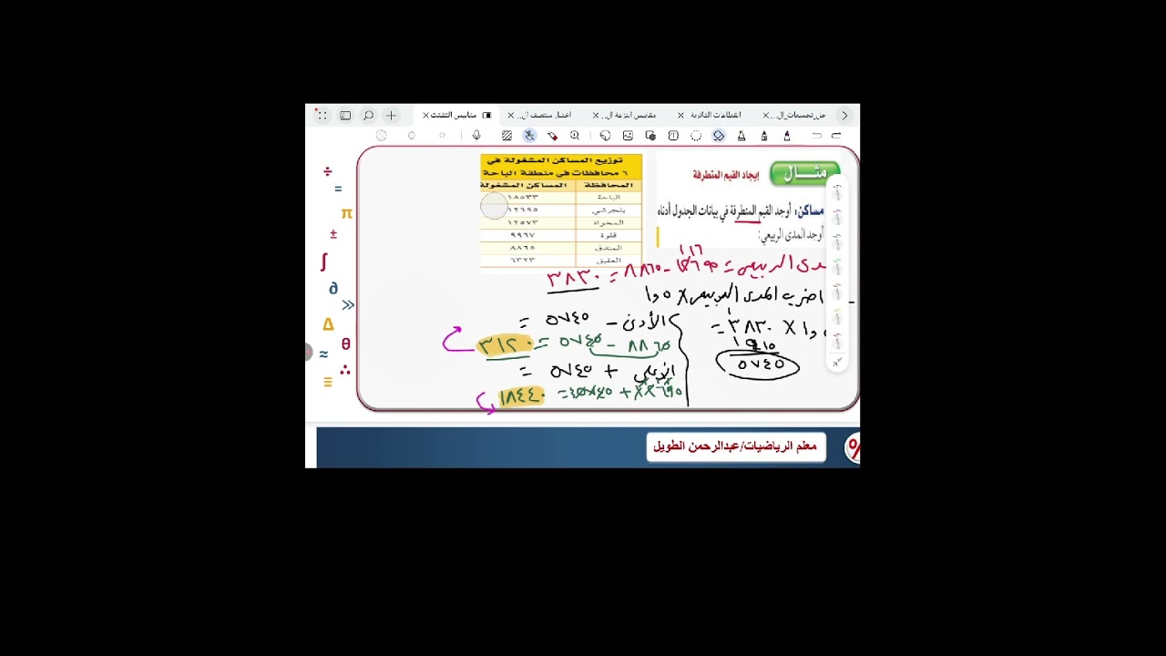 📘 شرح درس مقاييس التشتت – رياضيات ثاني متوسط