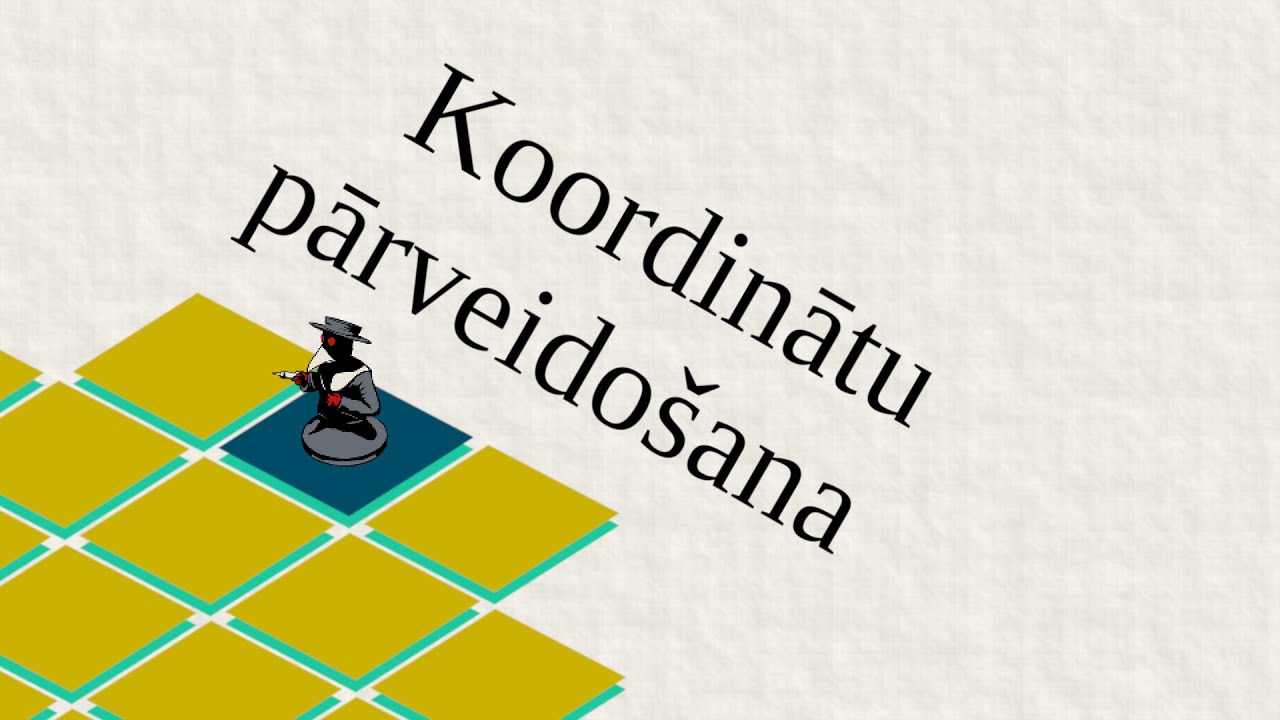 Kā zīmē lauciņus spēlēs? (koordinātas no pasaules uz ekrānu un atpakaļ, ar matricām un bez)