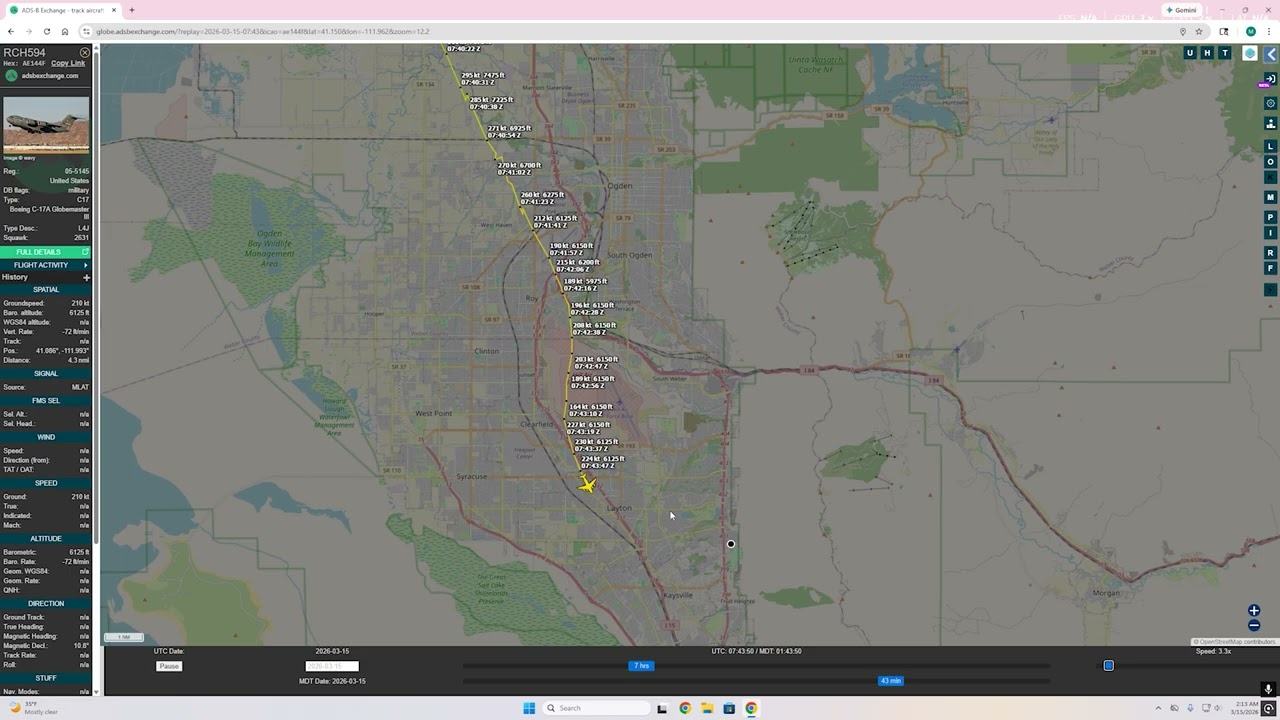 C-17's into Hill AFB - ADSB